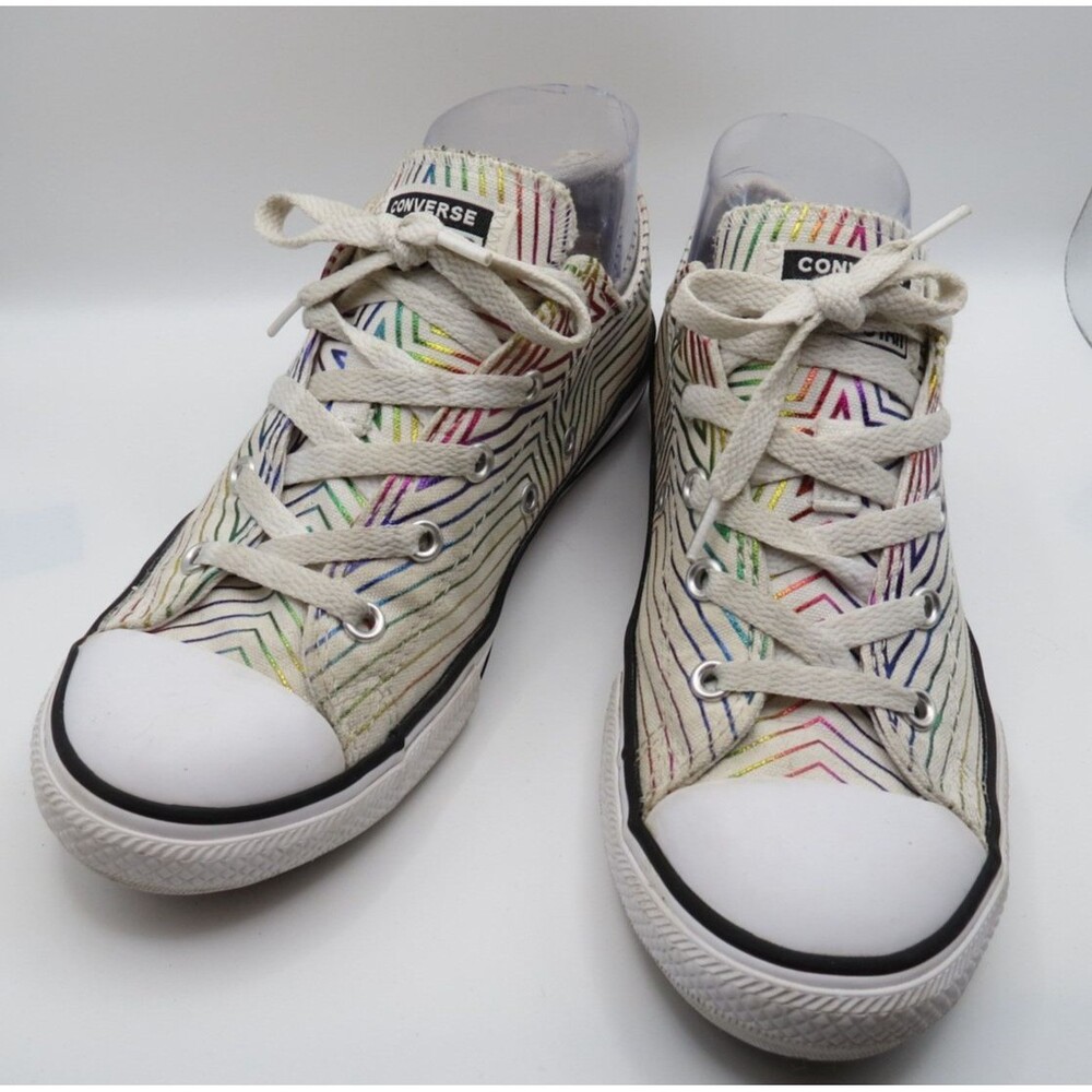 Converse‎ All Star Junior Metallic Rainbow Lo Top Sneaker Skate Grunge Size 4